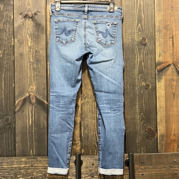 AG Adriano Goldschmied Jeans 27 Ankle Crop Cuffed Distressed Boho Mid Rise - Picture 7 of 16